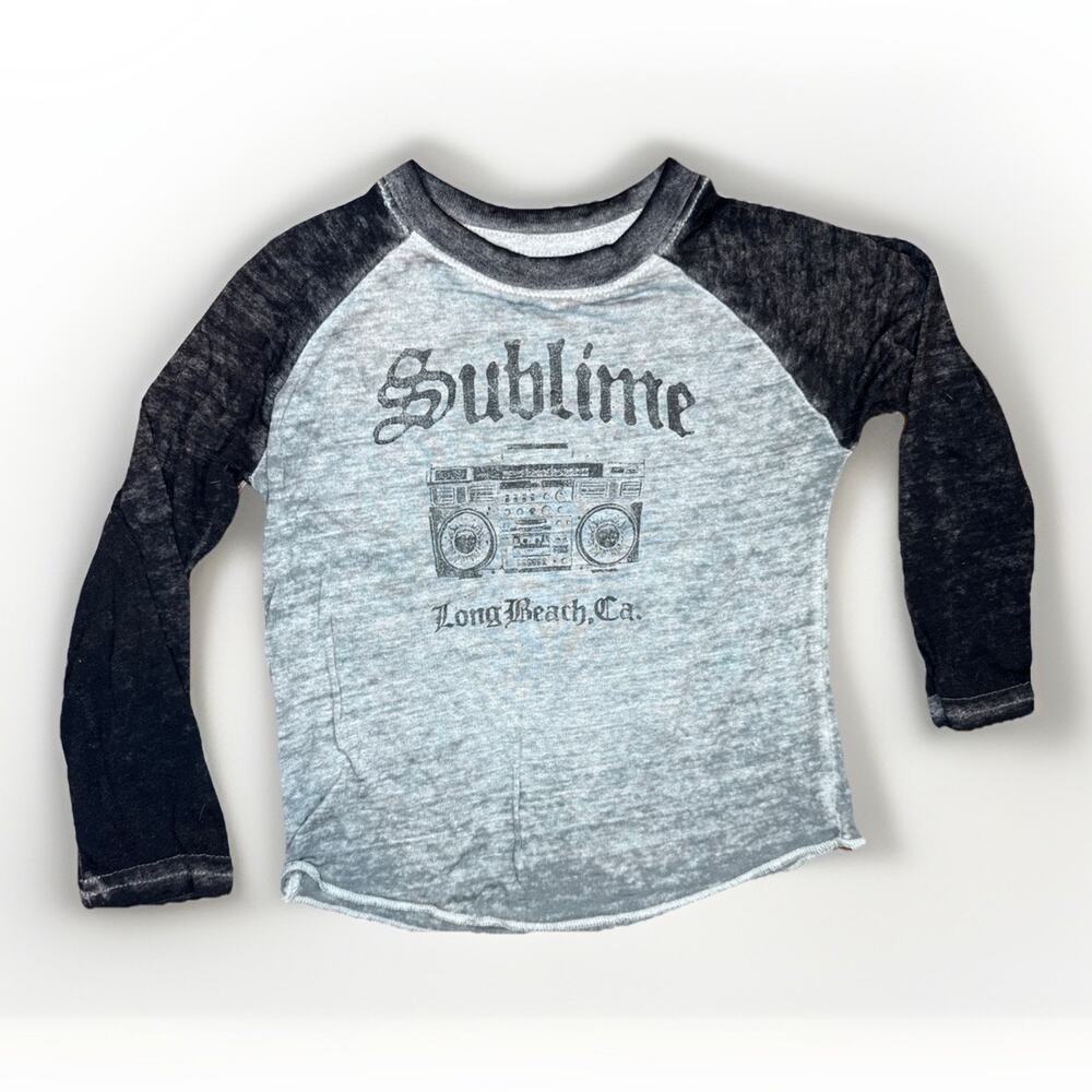 Live Nation 2T Sublime Raglan Shirt Henley Long Beach Ca. Reggae Music Gray Blk